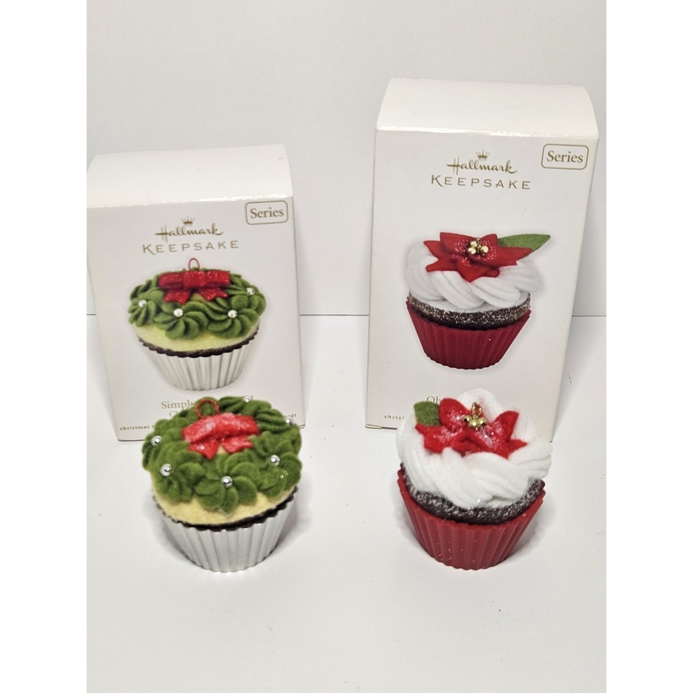 Lot‎ of 2 Hallmark Christmas Cupcakes Ornaments Oh So Sweet Simply Irresistible